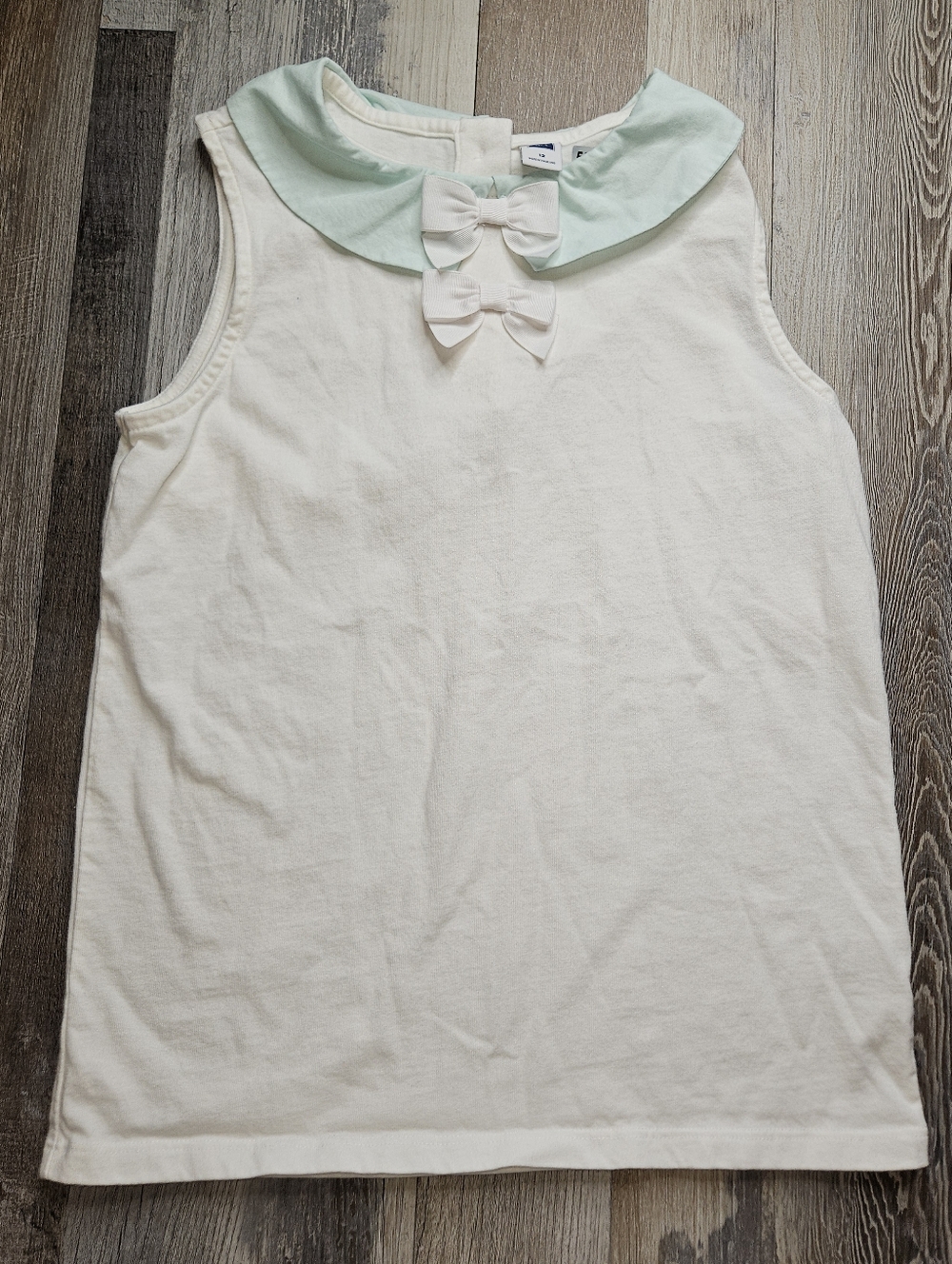 Janie And Jack White Tank Top Peter Pan Mint Collar Girls Youth Size 12